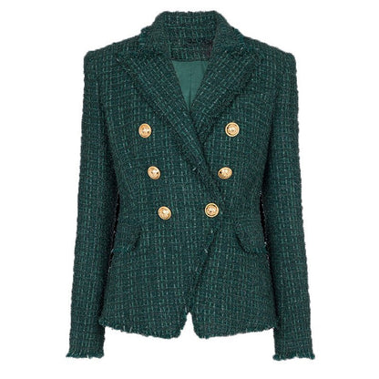 Majestic Tweed Blazer with Luxe Gold Button Accents - XXS