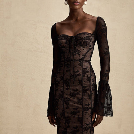 Makayla Black Lace Detail Maxi Dress