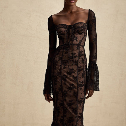 Makayla Black Lace Detail Maxi Dress