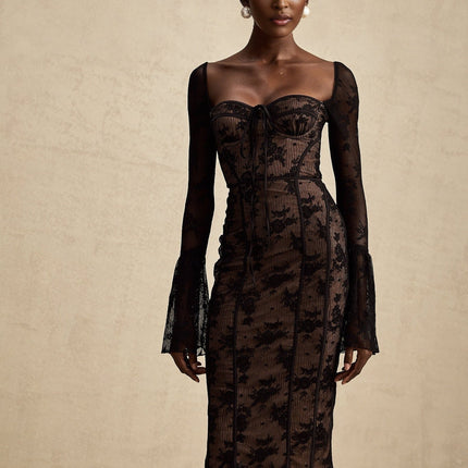 Makayla Black Lace Detail Maxi Dress