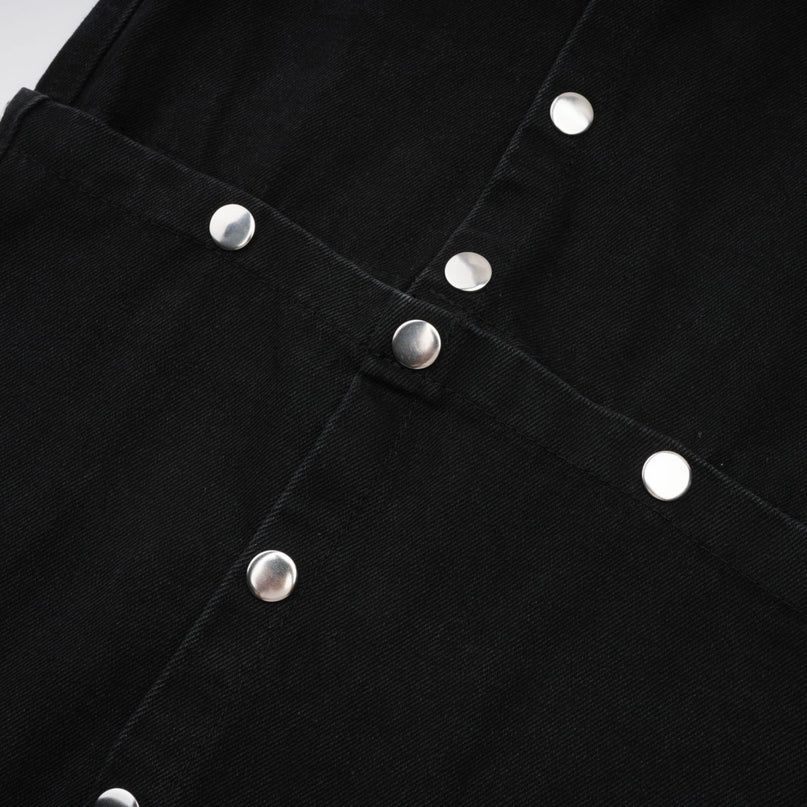 Malaya Black Buttoned Wide Leg Jeans