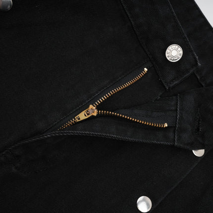 Malaya Black Wide Leg Jeans Buttoned Luxury Fashion