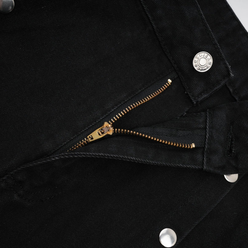 Malaya Black Wide Leg Jeans Buttoned Luxury Fashion