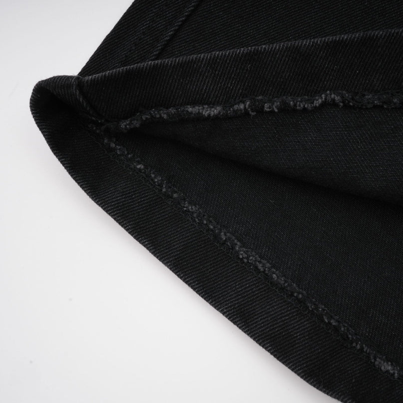 Malaya Black Wide Leg Jeans Buttoned Patch Pockets Belt Loops