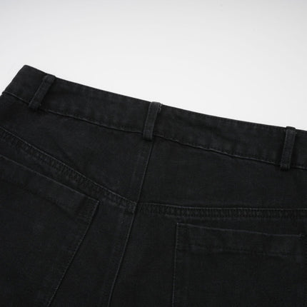 Malaya Black Wide Leg Jeans Buttoned