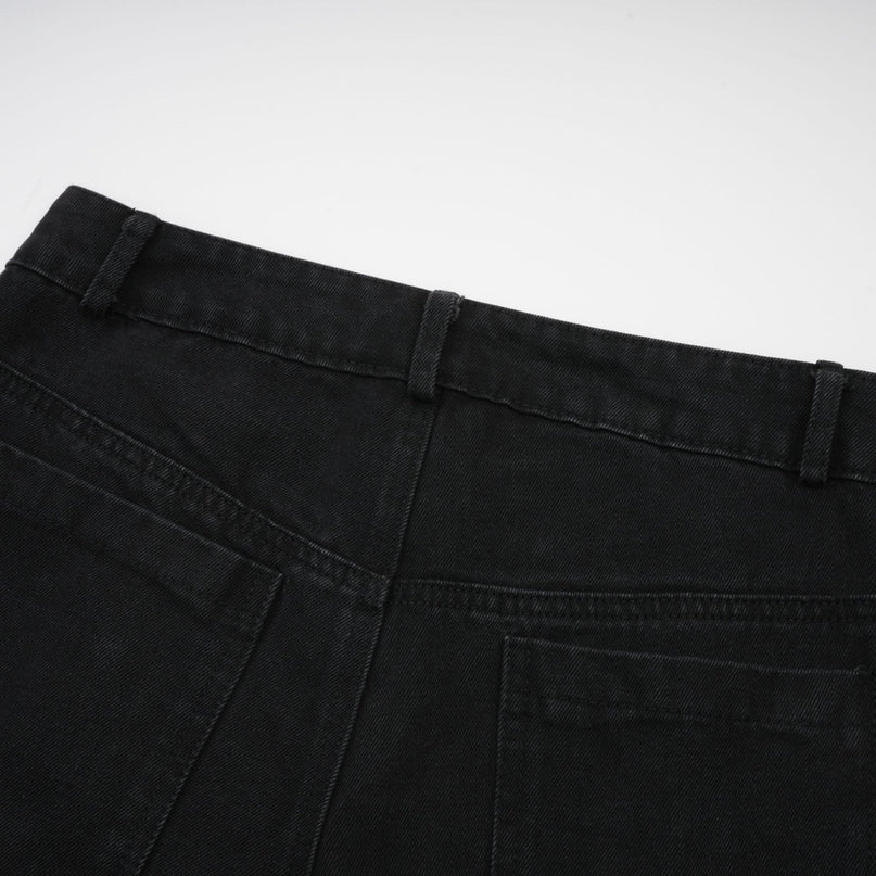 Malaya Black Wide Leg Jeans Buttoned