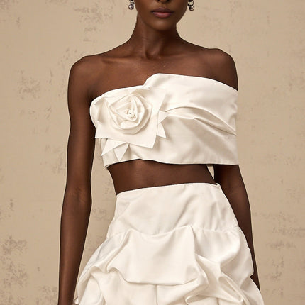 Malaya White Pleated Skirt Top Set Matching Kit