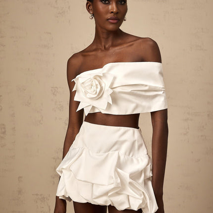 Malaya White Pleated Skirt Top Set Matching Kit