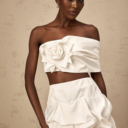 Malaya White Pleated Skirt Top Set Matching Kit