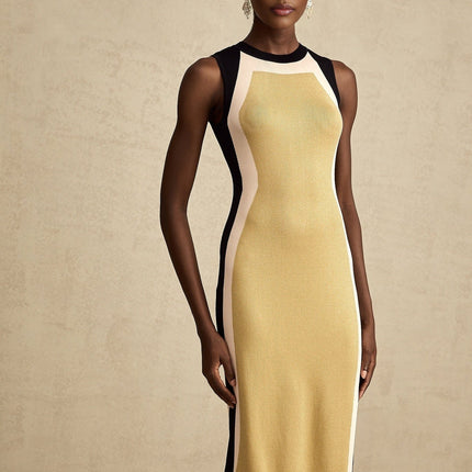 Malaya Yellow Knitted Midi Dress