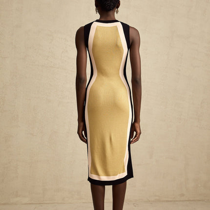 Malaya Yellow Knitted Midi Dress