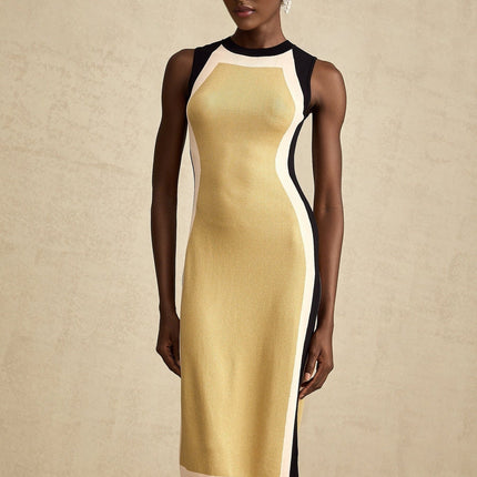 Malaya Yellow Knitted Midi Dress