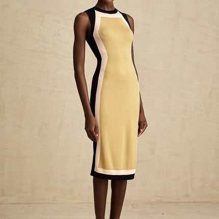 Malaya Yellow Knitted Midi Dress