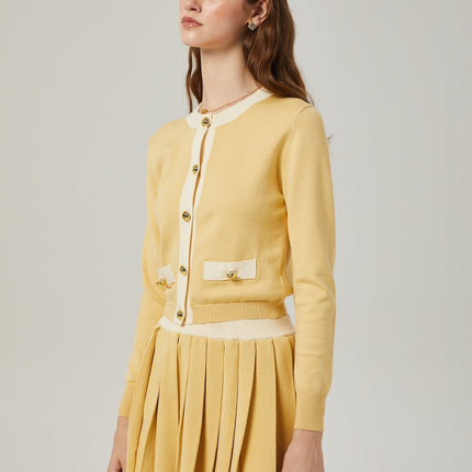 Malaya Yellow Wool Cardigan Skirt Set