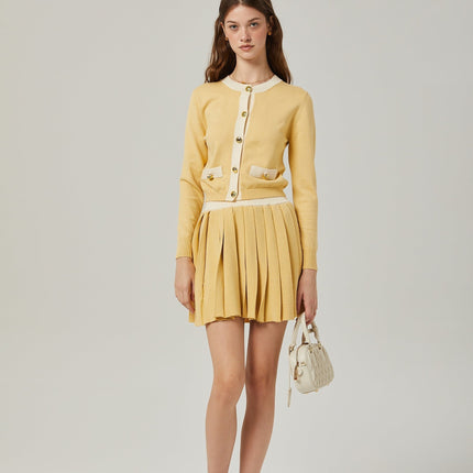Malaya Yellow Wool Cardigan Skirt Set