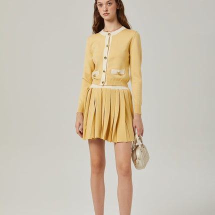 Malaya Yellow Wool Cardigan Skirt Set