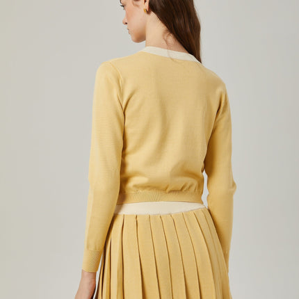 Malaya Yellow Wool Cardigan Skirt Set