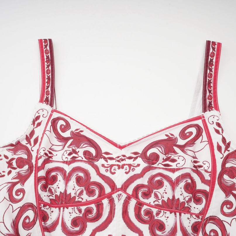 Malia Mini Dress Graphic Print Flare White & Red