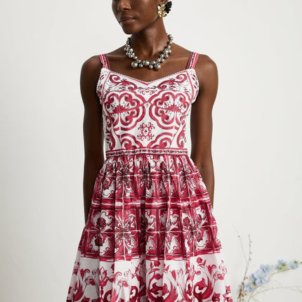 Malia Mini Dress Graphic Print Flare White & Red