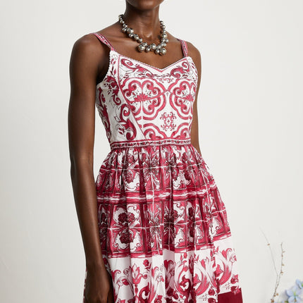 Malia Mini Dress Graphic Print Flare White & Red