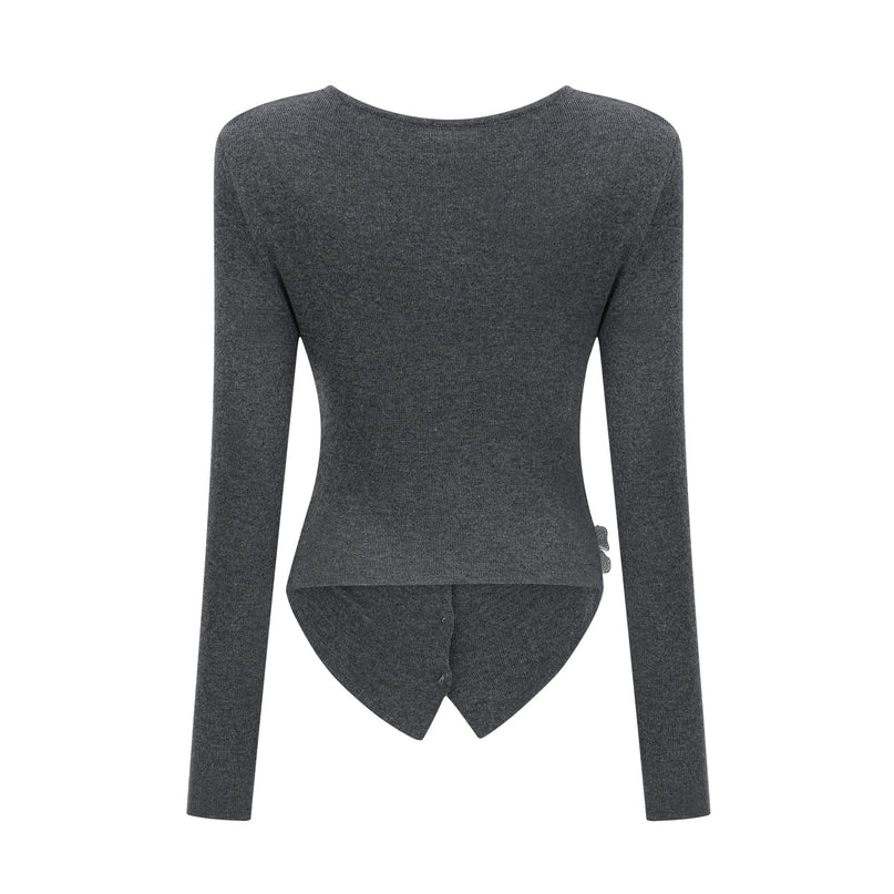 Malina Dark Grey Cardigan with Sequin and Rhinestone Details