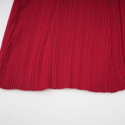 Mallory Red Crystal Embellished Midi Dress with Scoop Neck and Long Sleeves in Luxurious Stretch Jersey