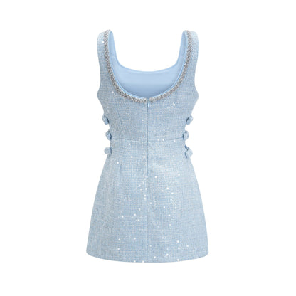 Manon blue tweed sequined mini dress