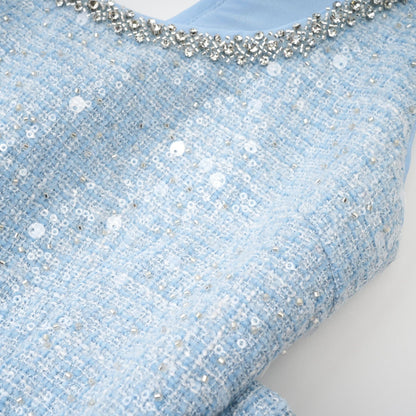 Manon blue tweed sequined mini dress