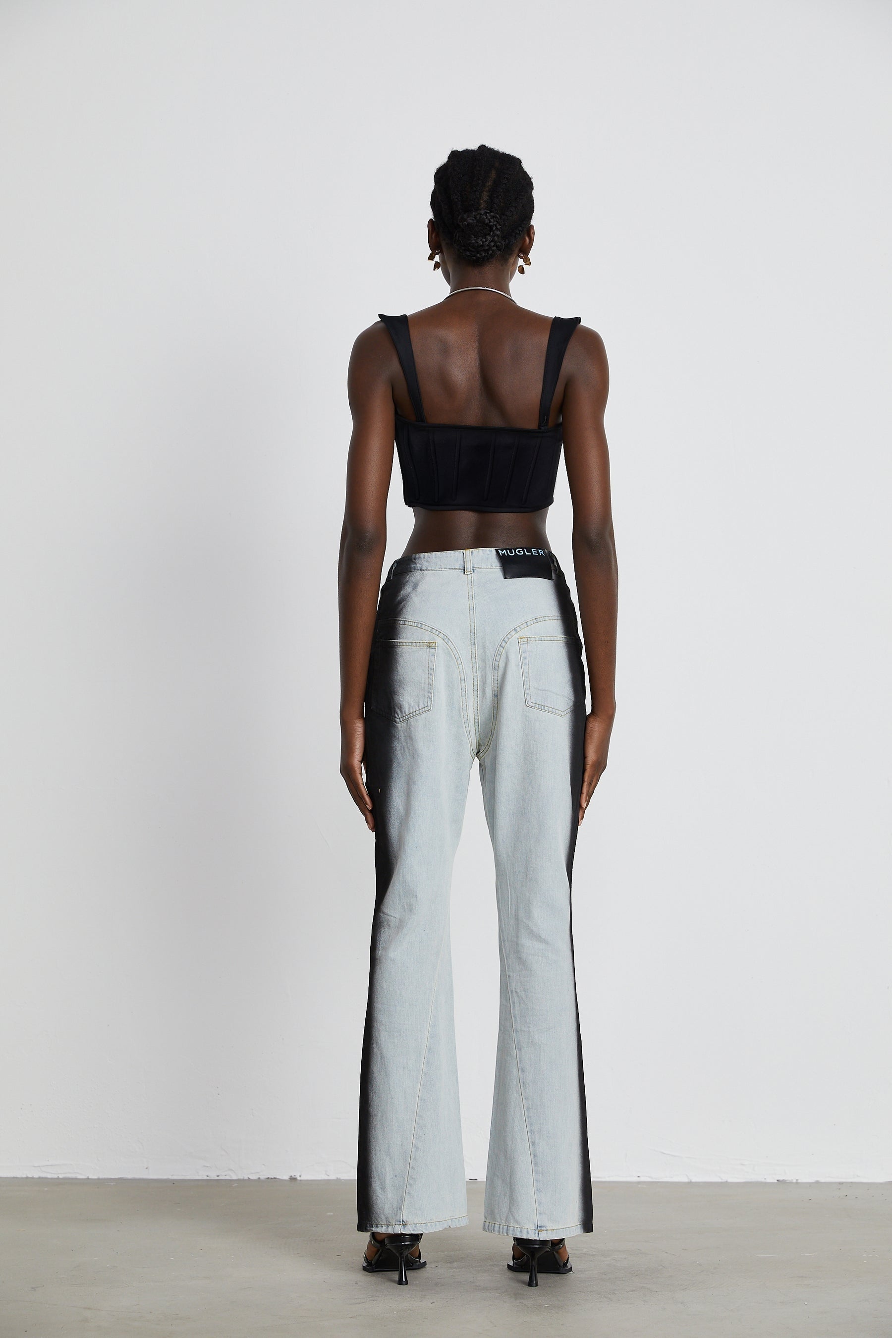 Manon twotone denim cropped top