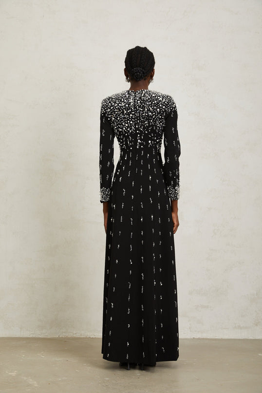 Margarita Black Embellished Maxi Dress
