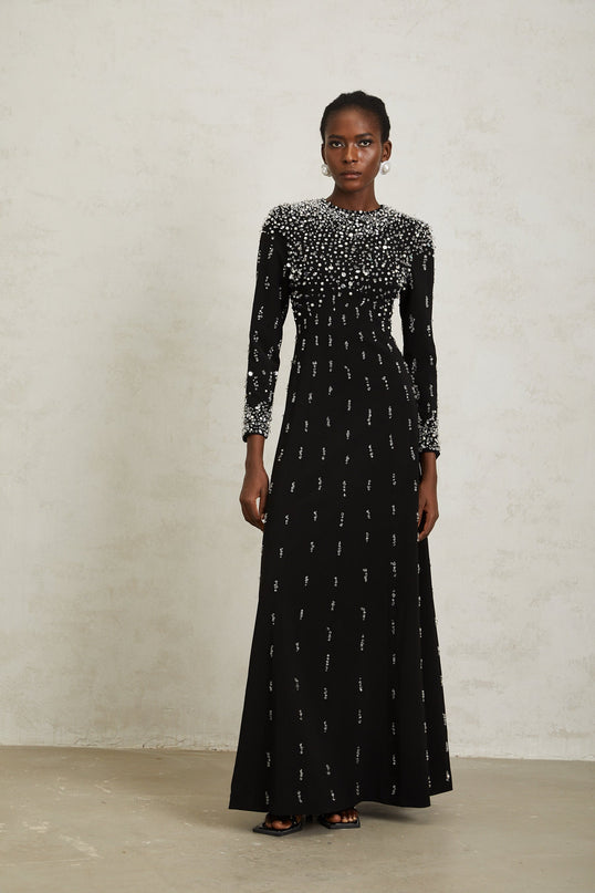 Margarita Black Embellished Maxi Dress