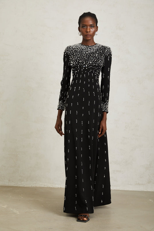 Margarita Black Embellished Maxi Dress