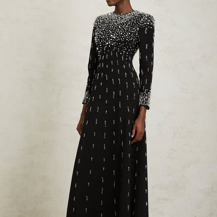 Margarita Black Embellished Maxi Dress