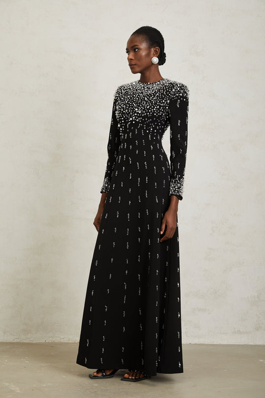 Margarita Black Embellished Maxi Dress