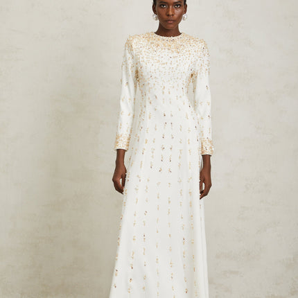 Margarita White Embellished Maxi Dress