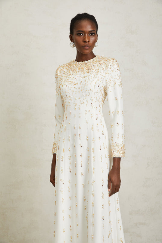 Margarita White Embellished Maxi Dress