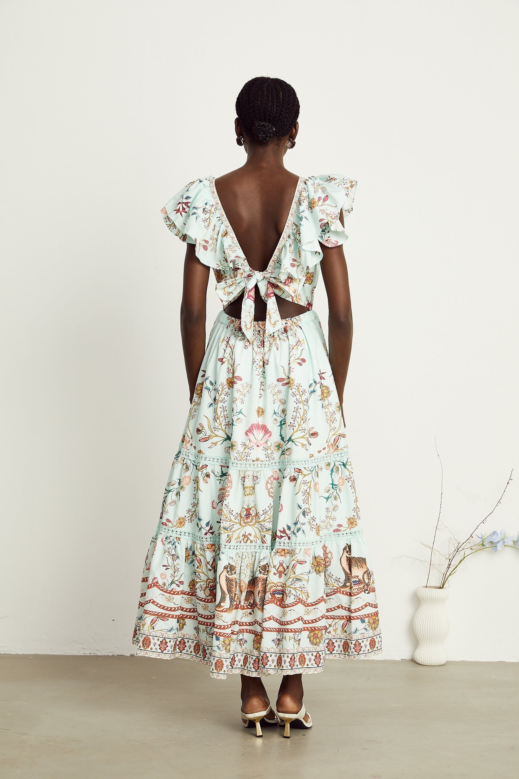 Margot ruffle floralprint sleeveless maxi dress