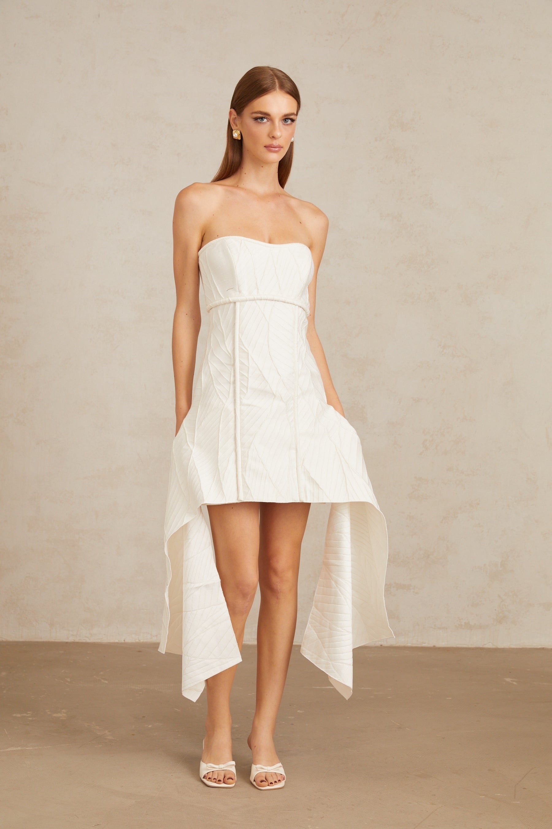 Maria White OffShoulder Textured Mini Dress