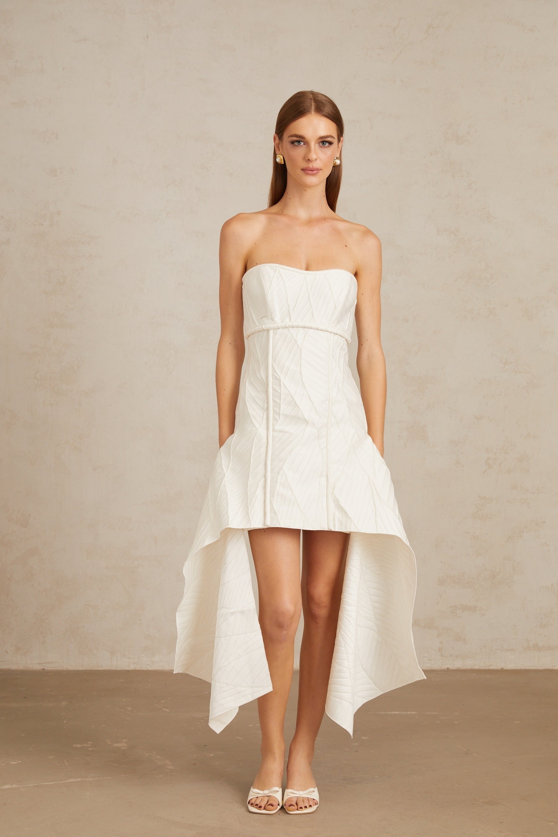 Maria White OffShoulder Textured Mini Dress