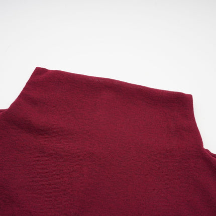 Maria Wine Red Flap Design Midi Dress with Long Sleeves and Ruched Detailing