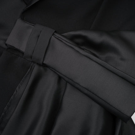 Mariangela Black Oversize Bow Tie Blazer with peak lapels and cut-out design