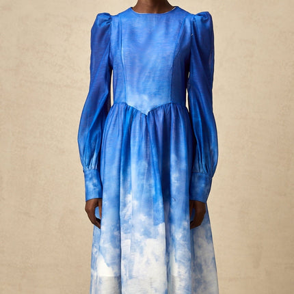 Marianna Blue White Gradient Midi Dress