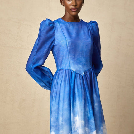 Marianna Blue White Gradient Midi Dress