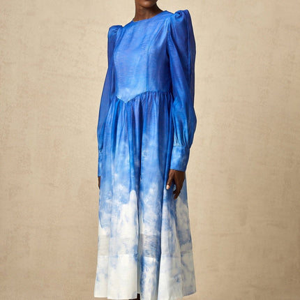 Marianna Blue White Gradient Midi Dress