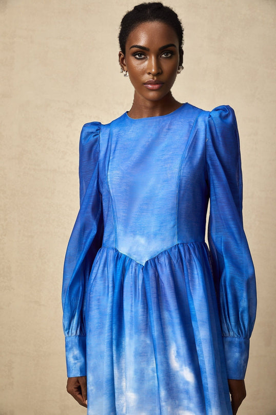 Marianna Blue White Gradient Midi Dress