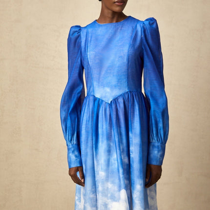 Marianna Blue White Gradient Midi Dress