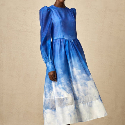 Marianna Blue White Gradient Midi Dress