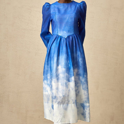Marianna Blue White Gradient Midi Dress