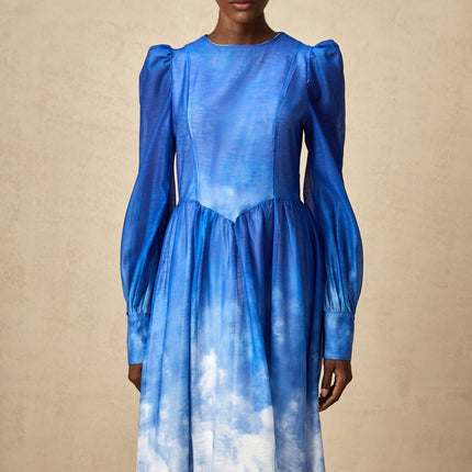 Marianna Blue White Gradient Midi Dress