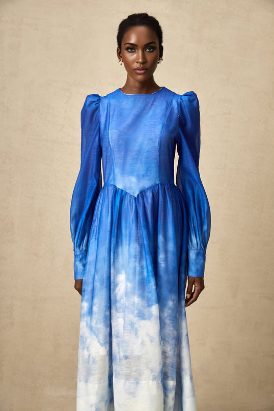 Marianna Blue White Gradient Midi Dress